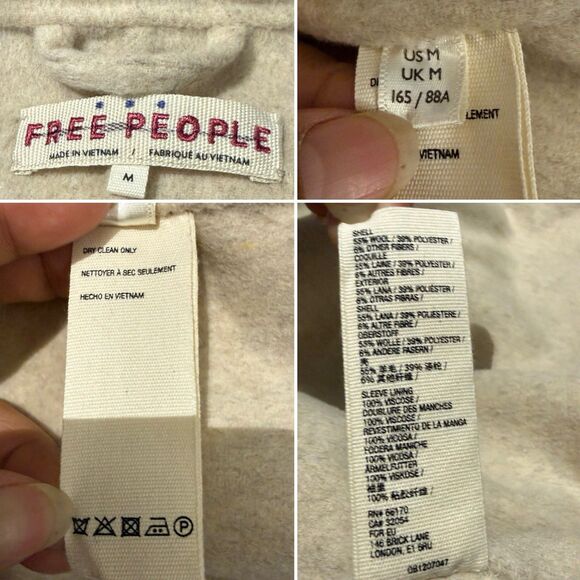 Free People Double Breasted Wool Blend Coat Size M Maxi Coat in Sand Oversized - Picture 12 of 16
